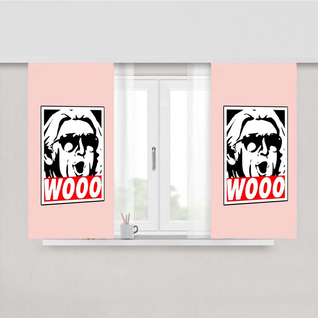 Rick Flair Wooo Wrestling Wrestler Manly Classy Peach Skin Window Curtains