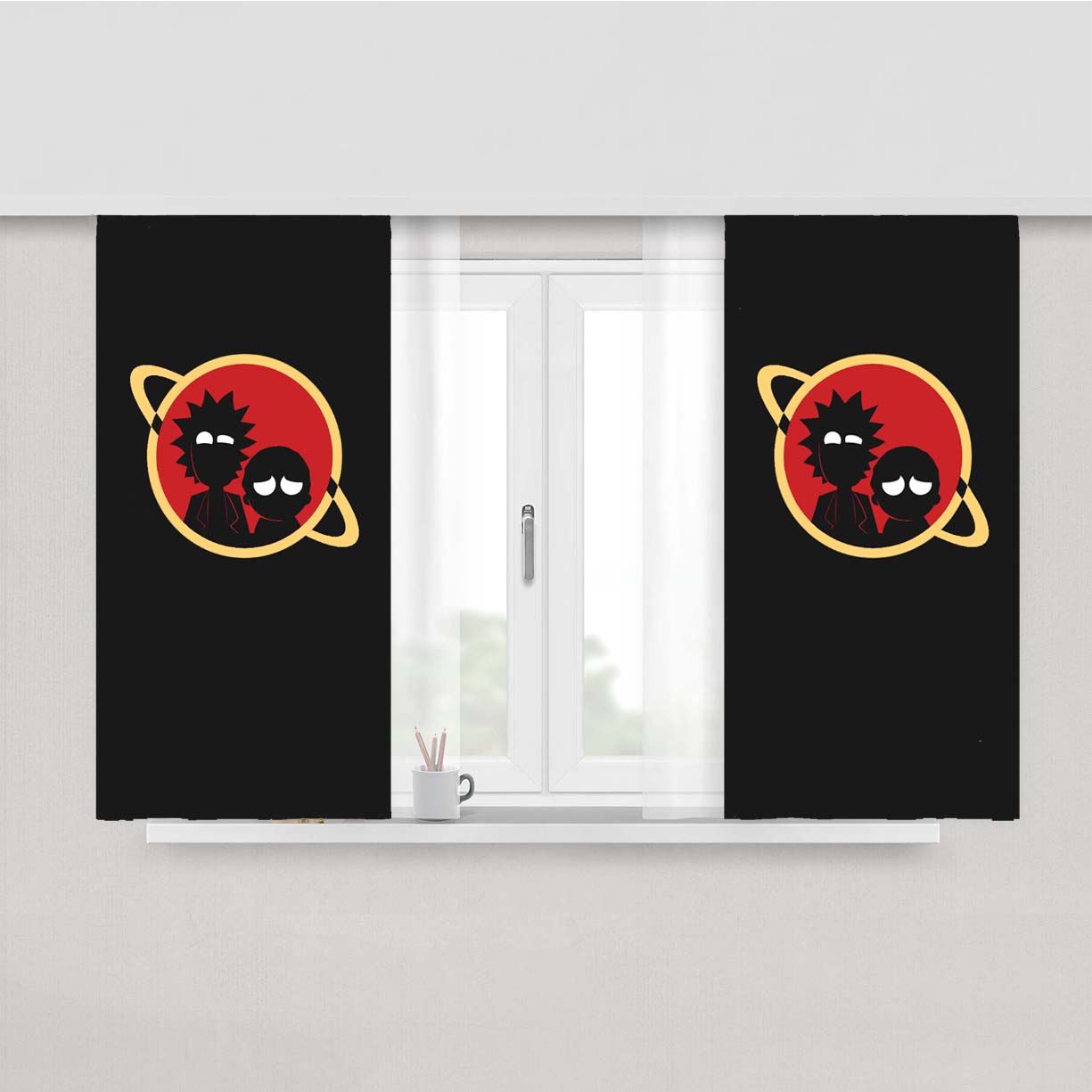 Rick Morty Dont Panic Peach Skin Window Curtains