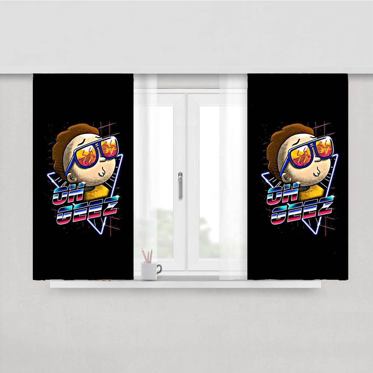 Rick Morty Oh Geez Peach Skin Window Curtains