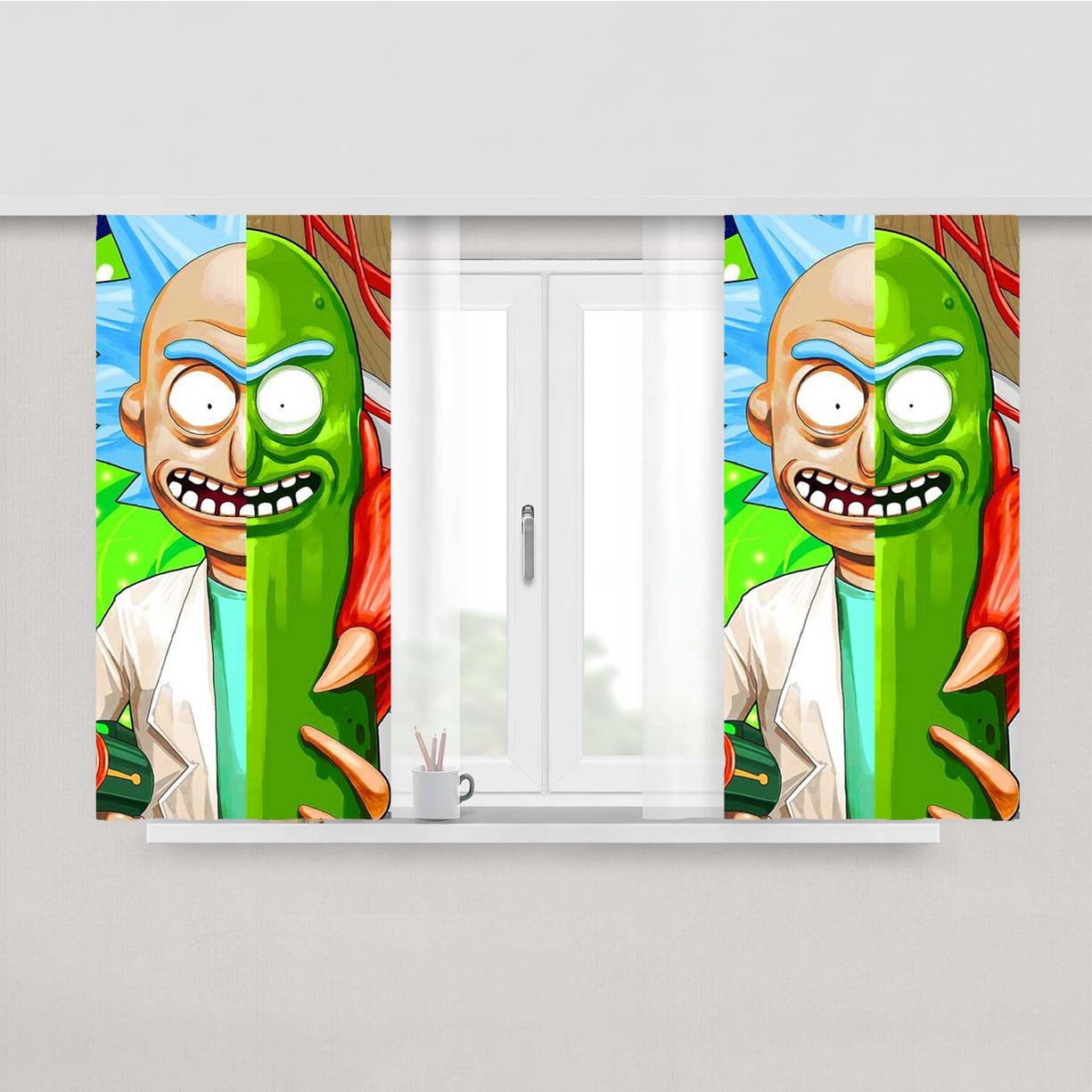 Rick Pickle Rick And Morty Peach Skin Window Curtains
