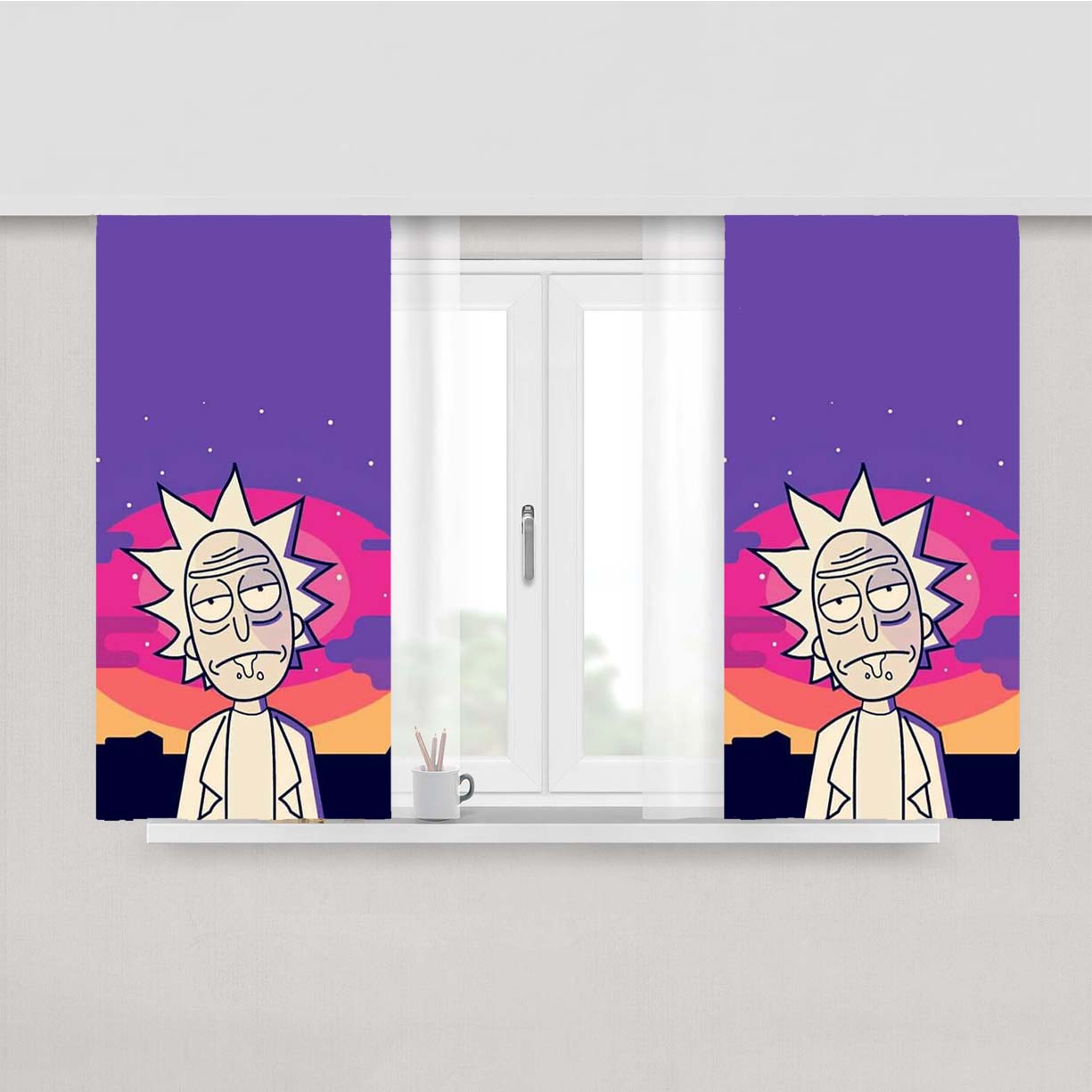 Rick Sunset Art Peach Skin Window Curtains