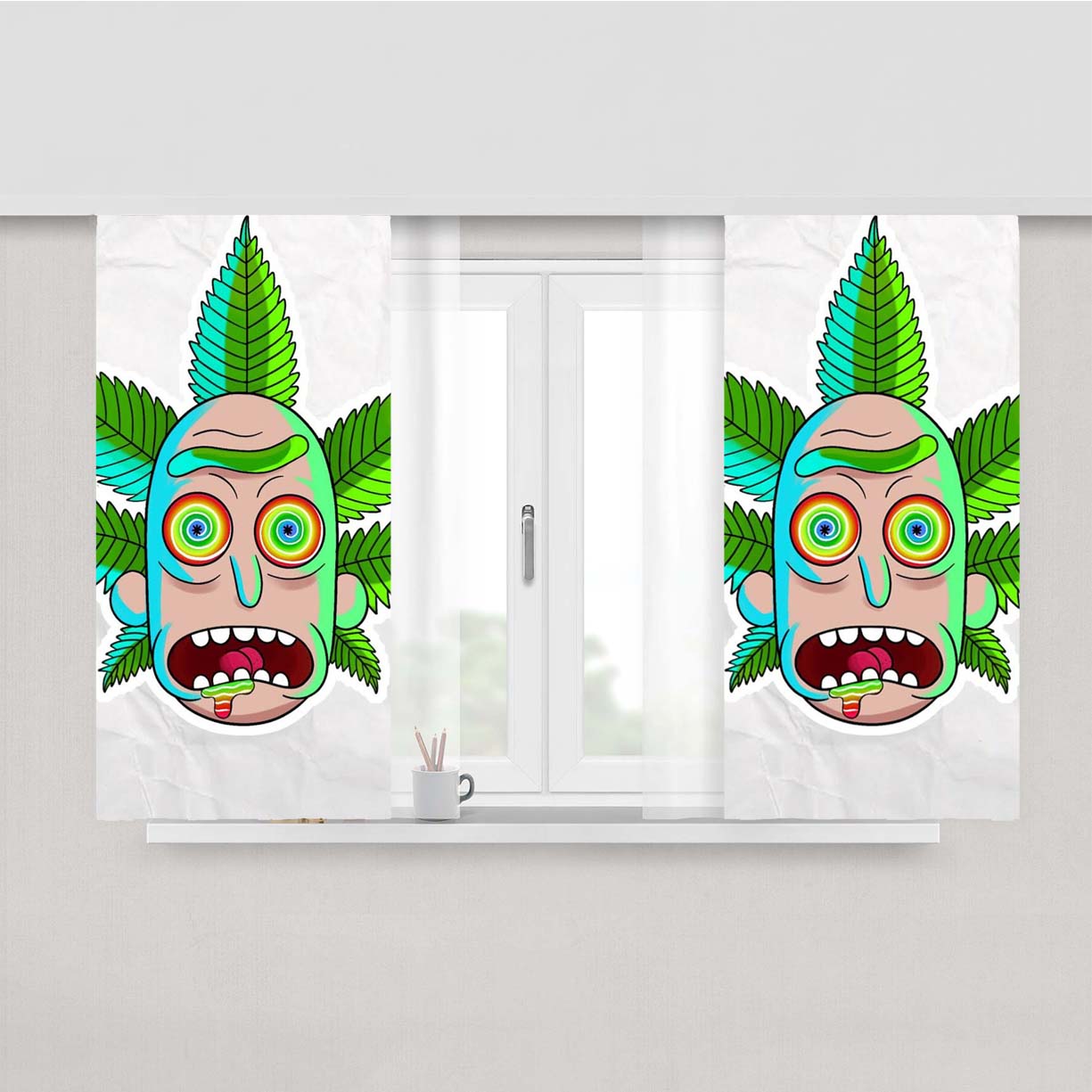Ricky Cannabis Head Peach Skin Window Curtains