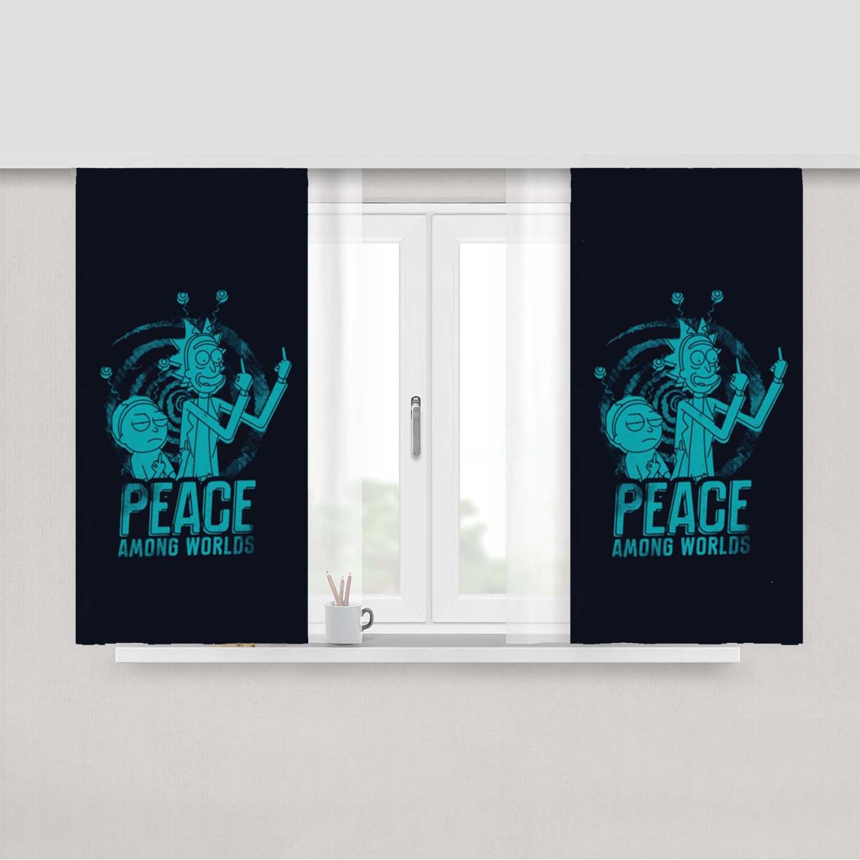 Ricky Morty Quote Peach Skin Window Curtains