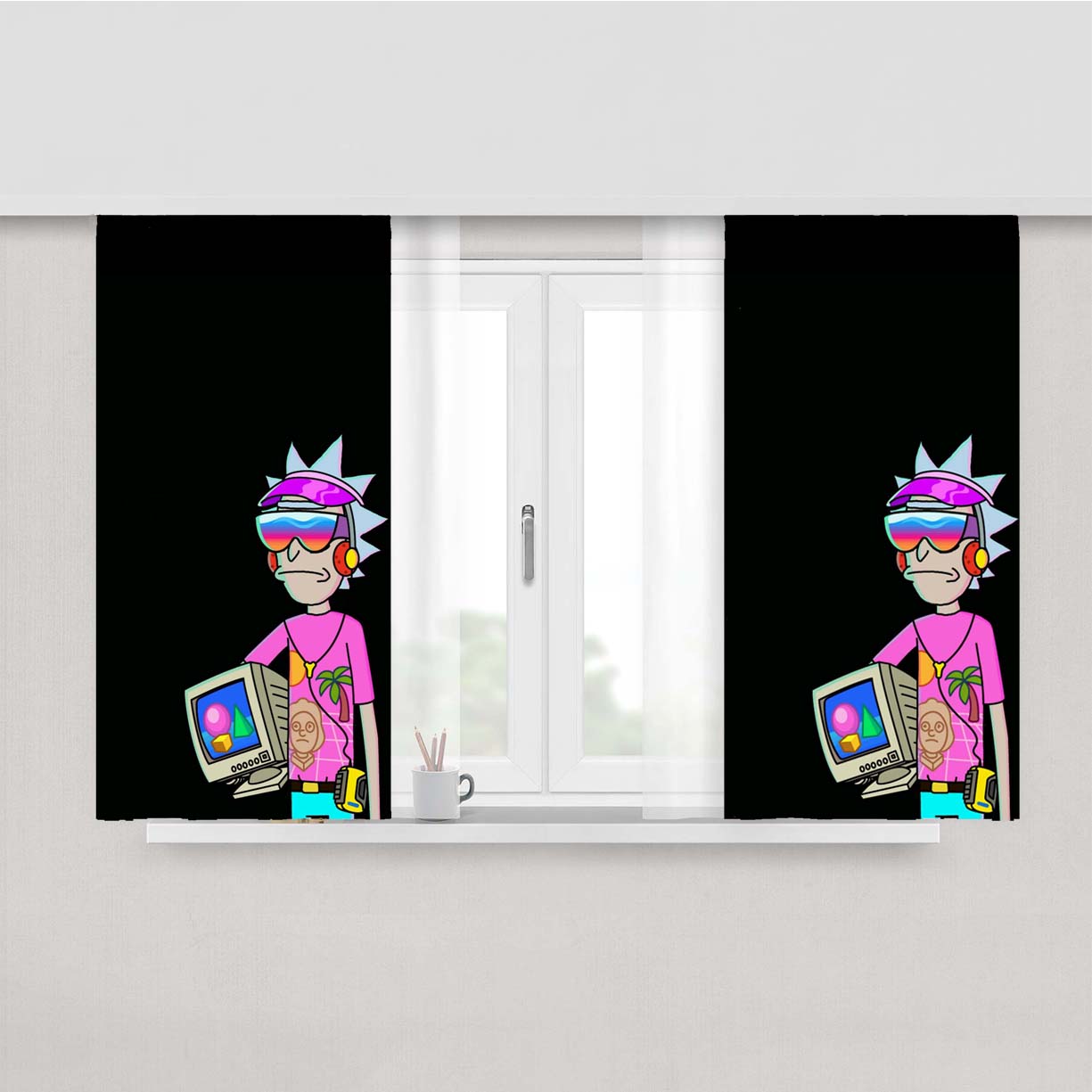 Ricky Sanchez Retro Peach Skin Window Curtains