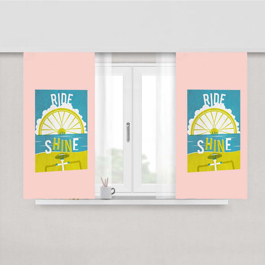 Ride And Shine Cycle Pink Peach Skin Window Curtains