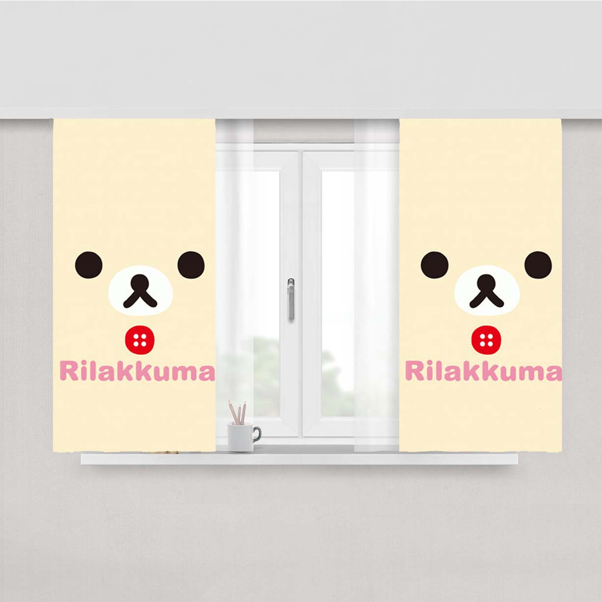 Rilakkuma Logo Peach Skin Window Curtains