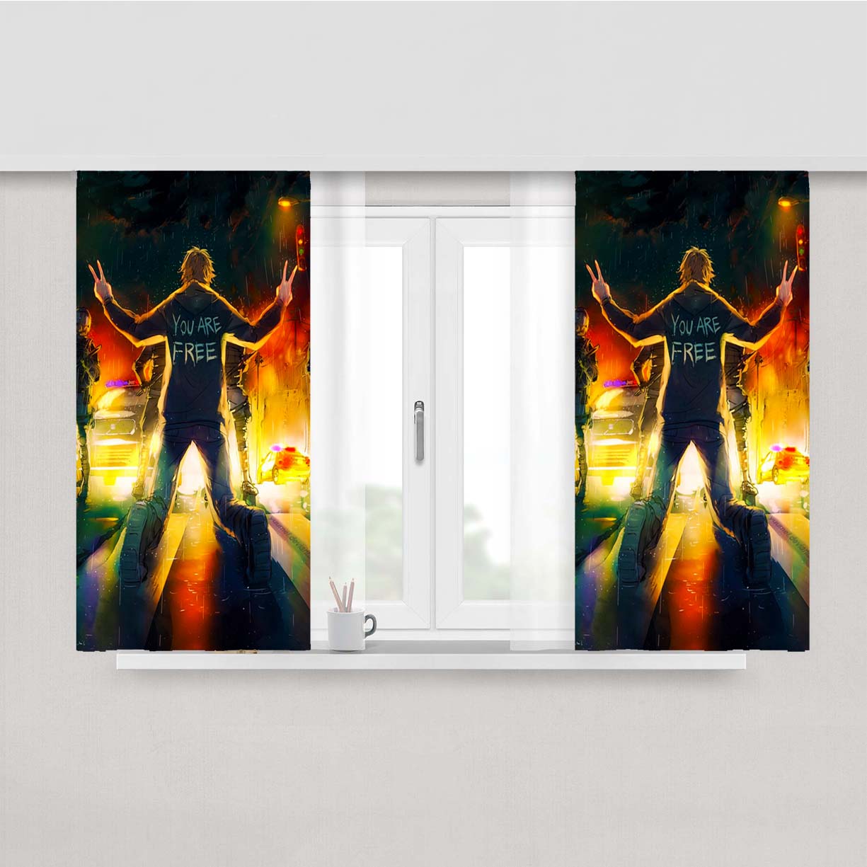 Riot Volvo Police Peach Skin Window Curtains