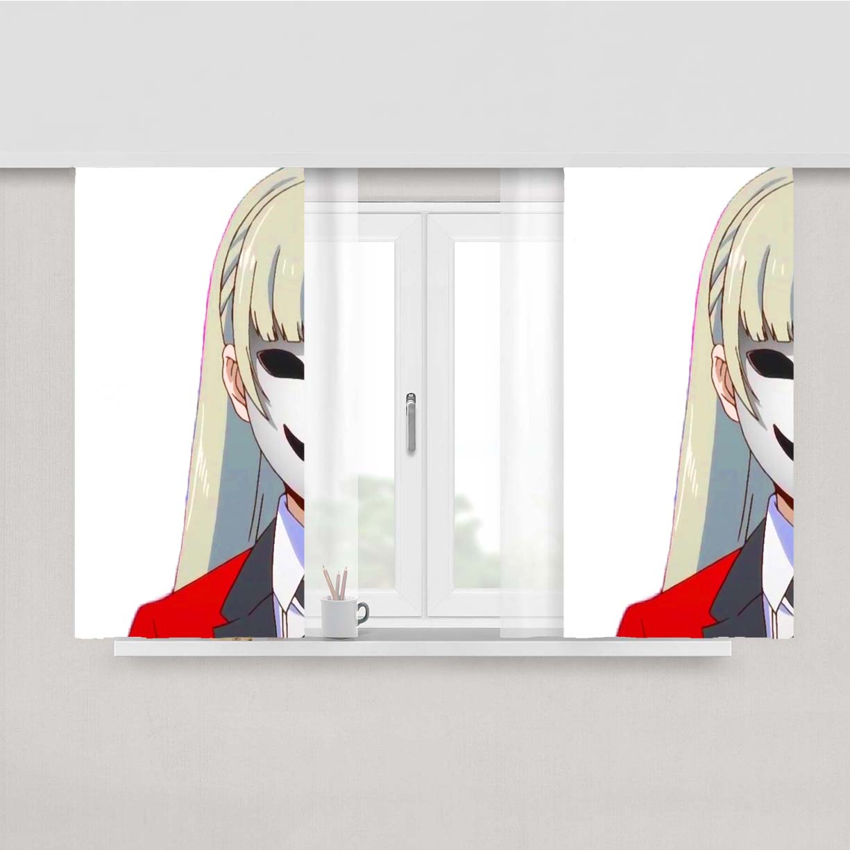 Ririka Student President Kakegurui Compulsive Gambler Peach Skin Window Curtains
