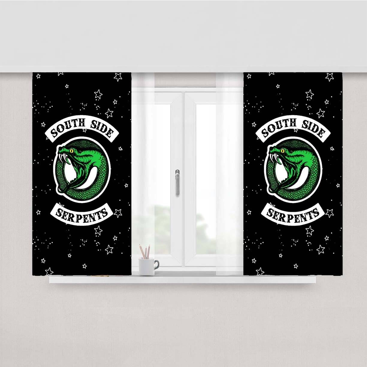 Riverdale South Side Serpents Logo Stars Peach Skin Window Curtains