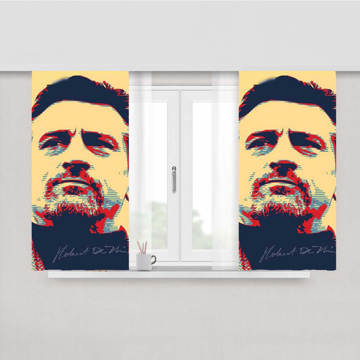 Robert De Niro Pop Art Signature Peach Skin Window Curtains