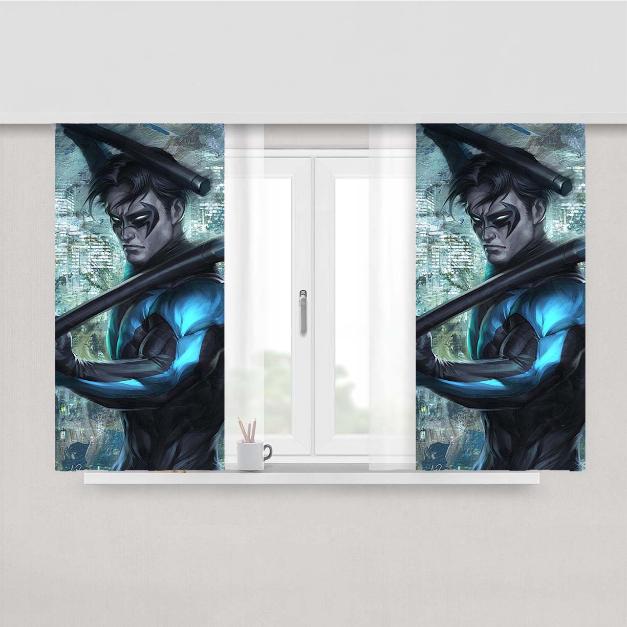 Robin The Nightwing Titans Superhero Peach Skin Window Curtains