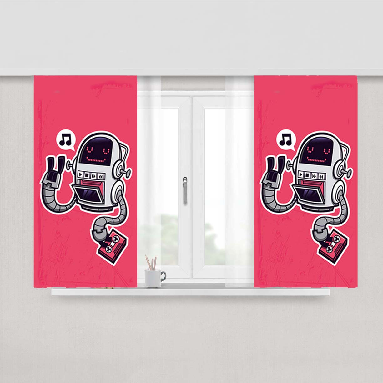Robot Tapes Peach Skin Window Curtains