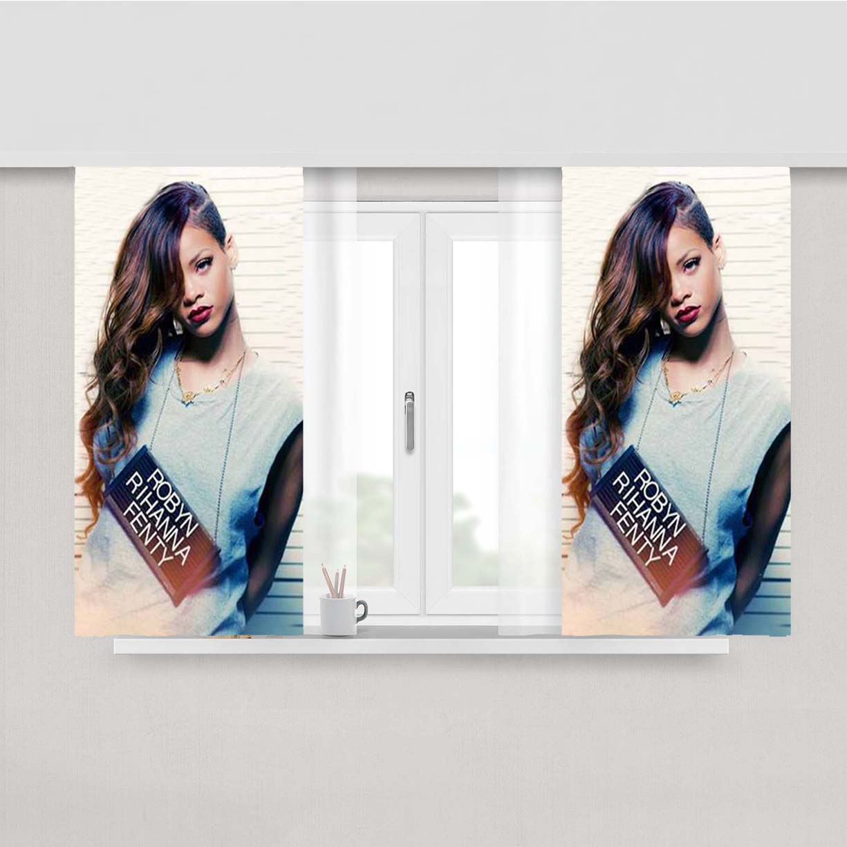 Robyn Rihanna Fenty Peach Skin Window Curtains