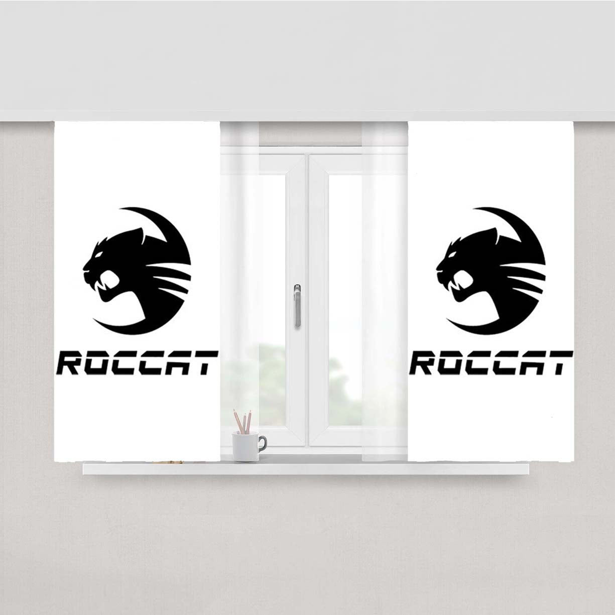 Roccat Black Peach Skin Window Curtains