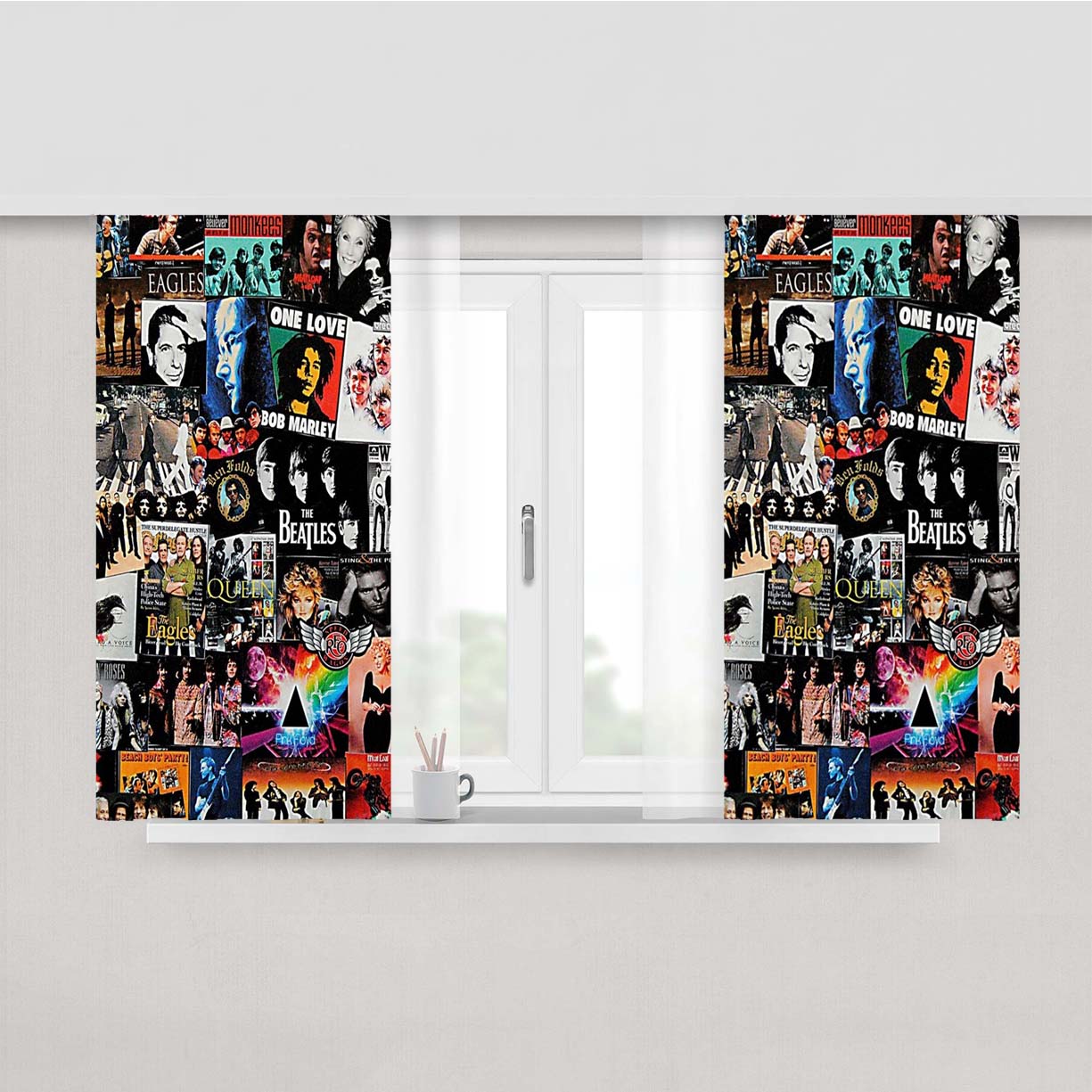 Rock Album Cov Peach Skin Window Curtains