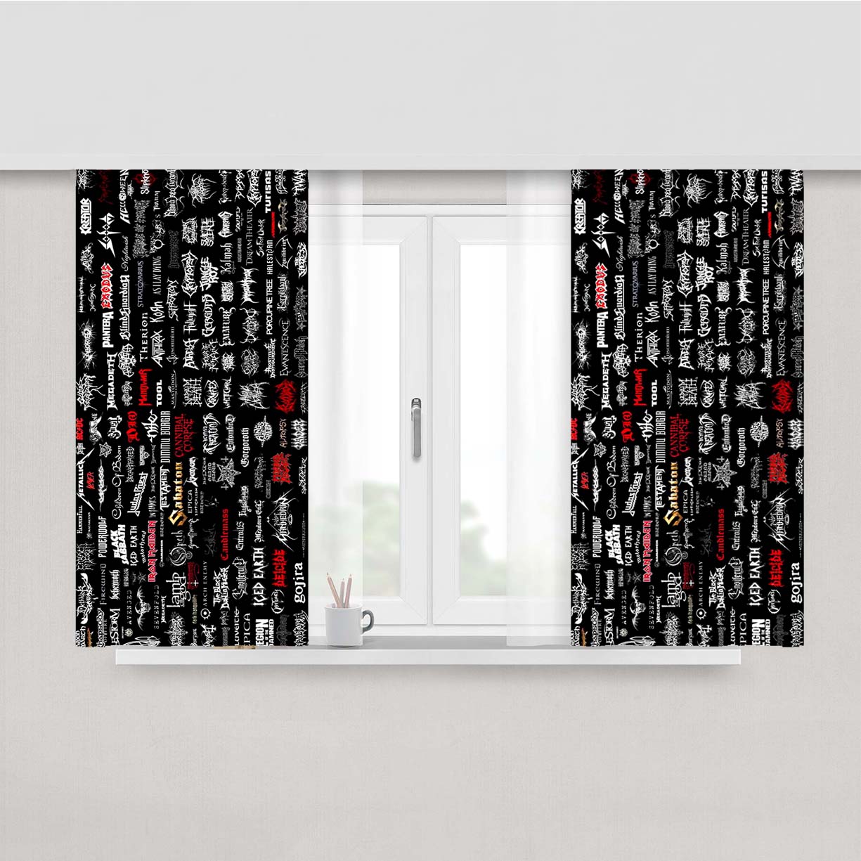 Rock Band Logo Col Peach Skin Window Curtains