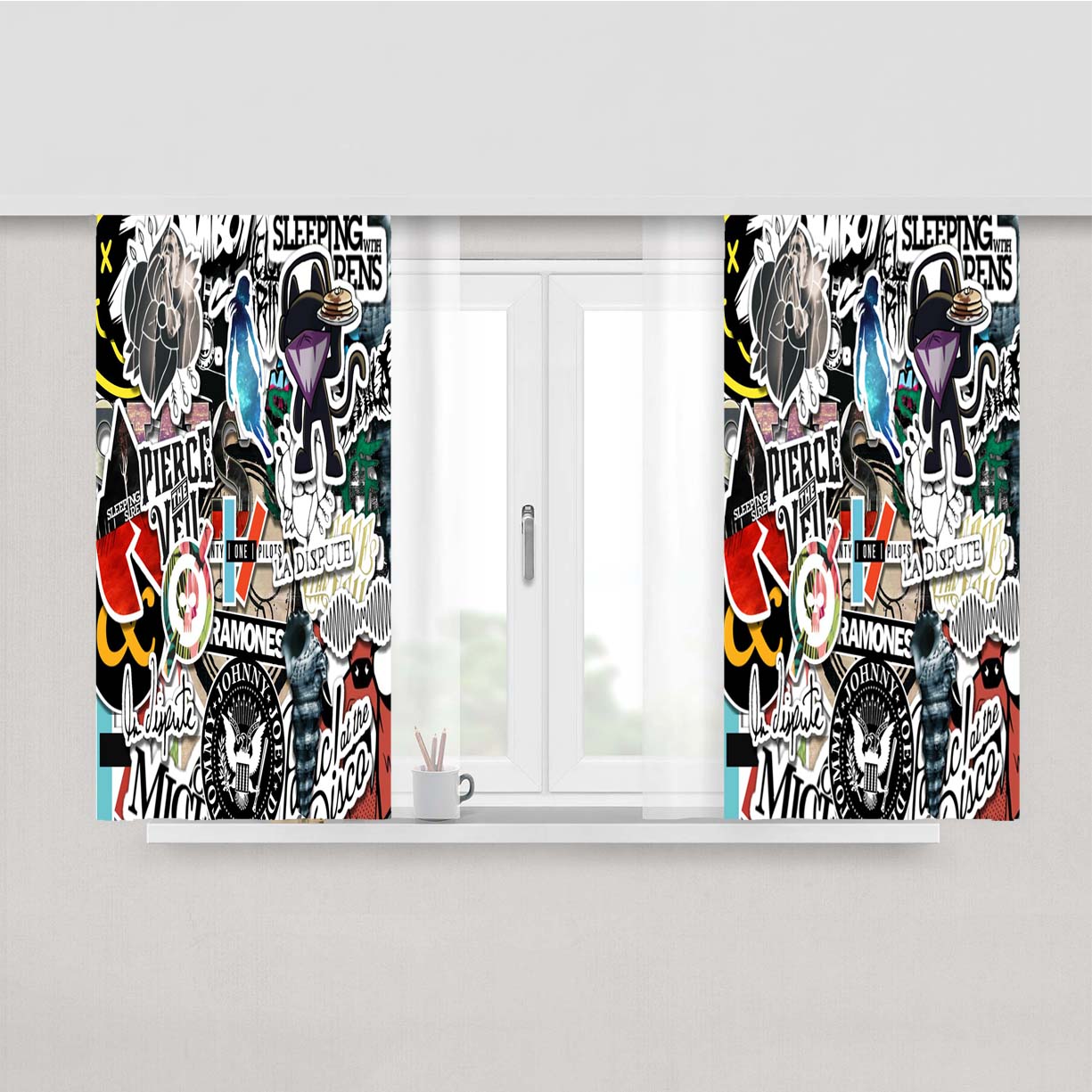 Rock Band Wallpa Peach Skin Window Curtains