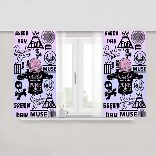 Rock Punk Emo Bands Logo Wallpaper Peach Skin Window Curtains