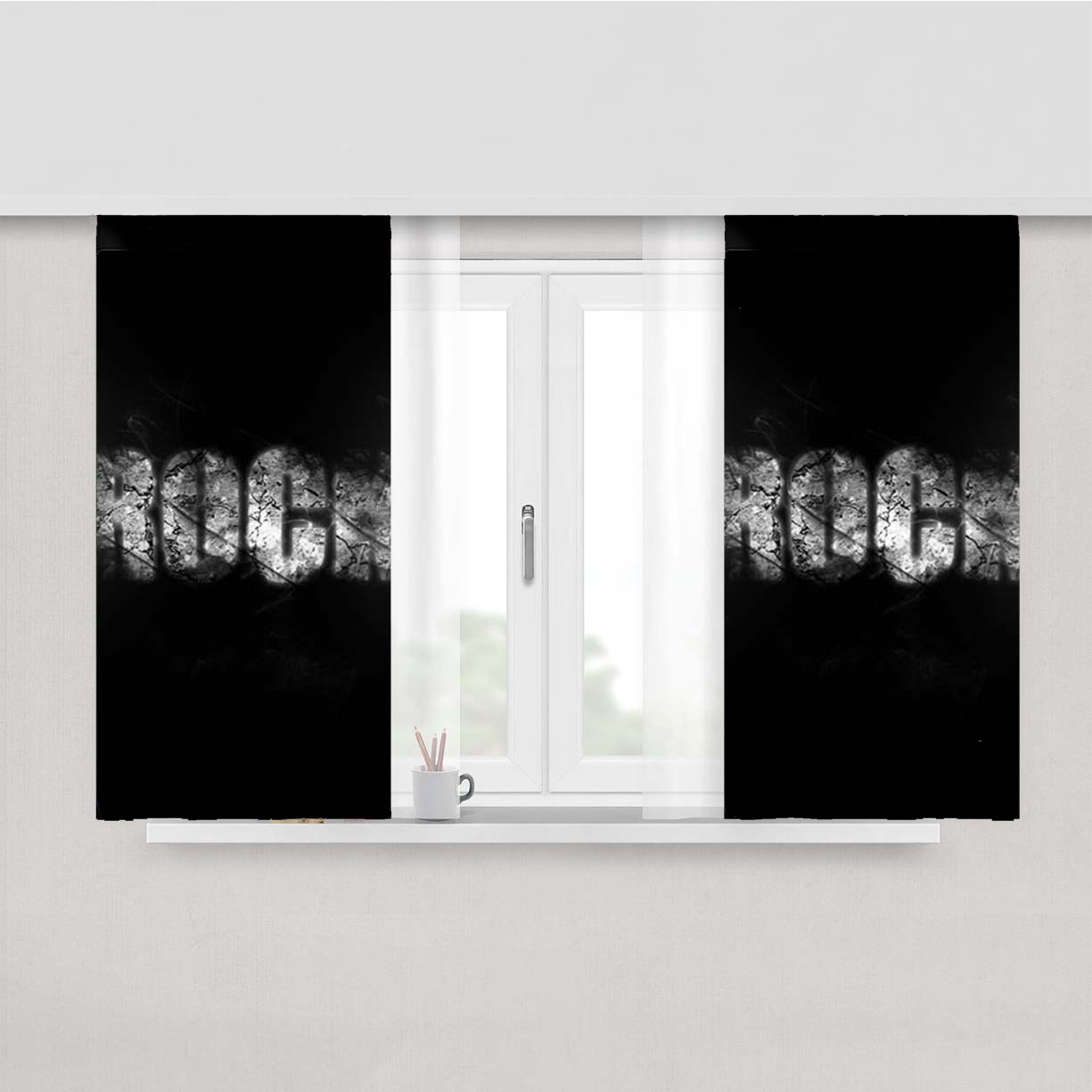 Rock Wings Peach Skin Window Curtains