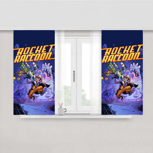 Rocket Raccon Peach Skin Window Curtains