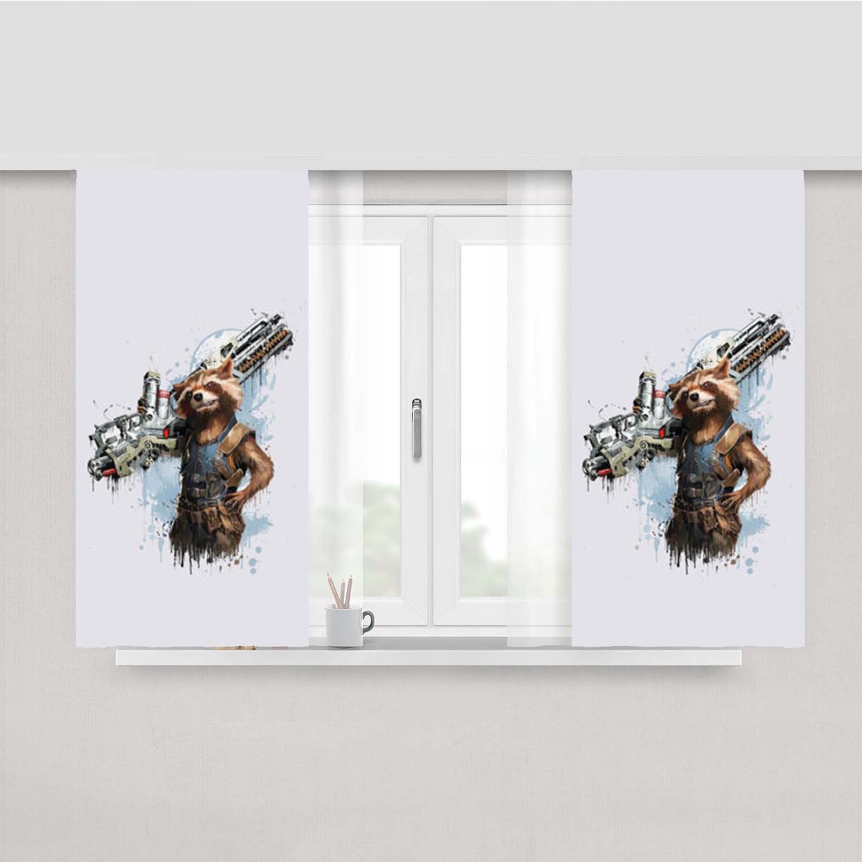 Rocket Raccoon Peach Skin Window Curtains