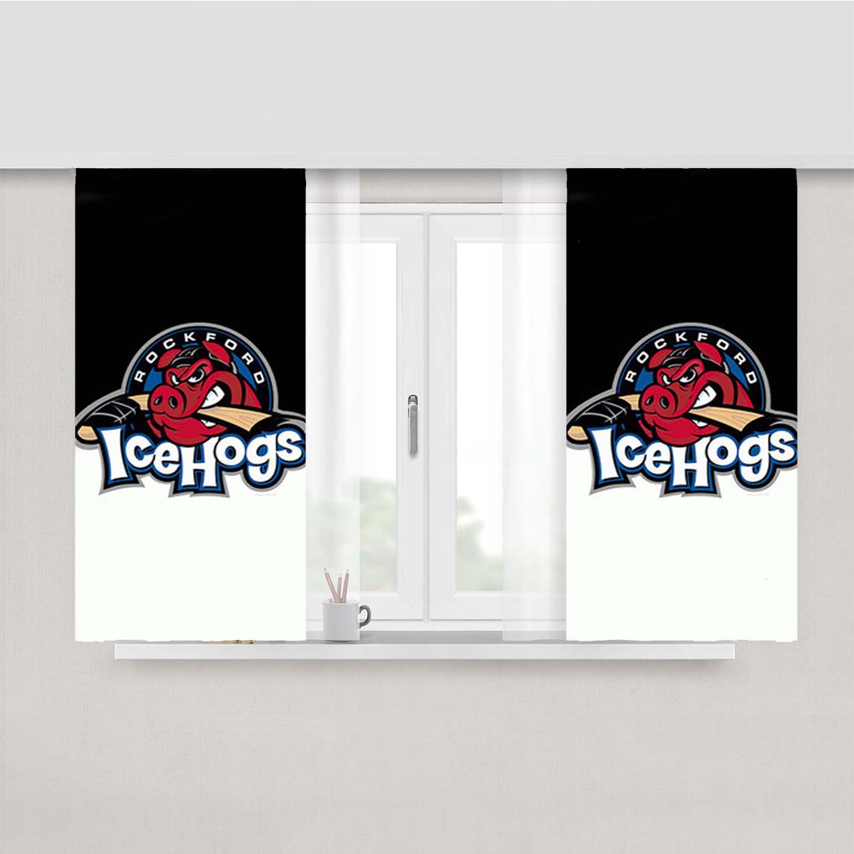 Rockford Ice Hogs Peach Skin Window Curtains