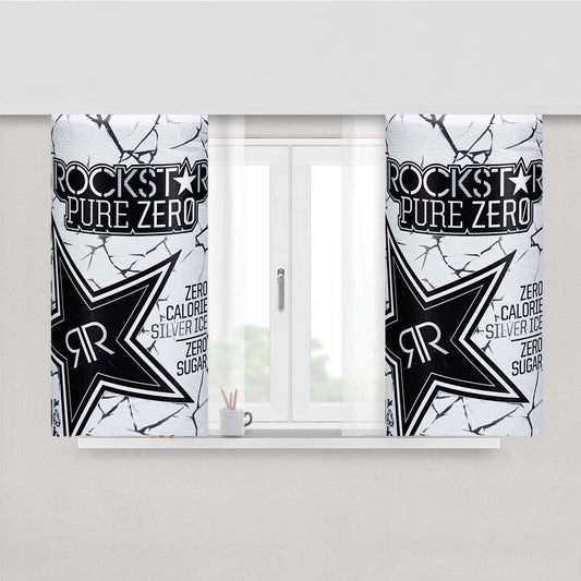 Rockstar Energy Drink Pure Zero Energy Drink Silver Ice Peach Skin Window Curtains