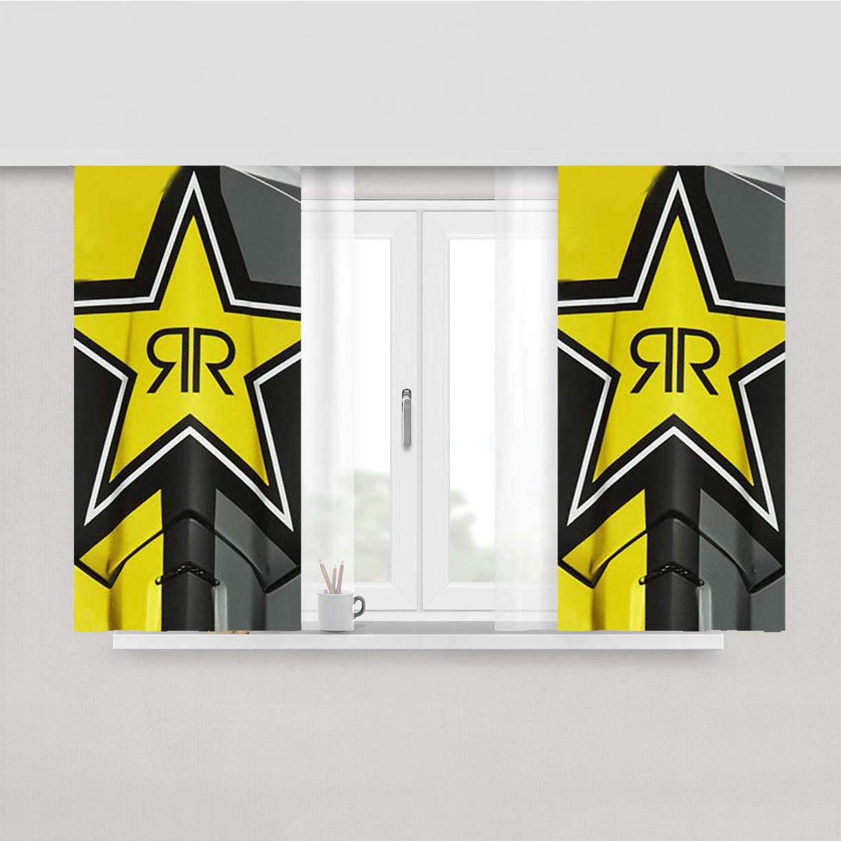 Rockstar Moto Mx Peach Skin Window Curtains