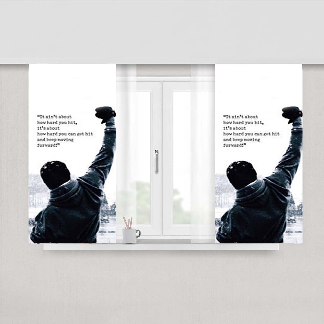 Rocky Balboa Peach Skin Window Curtains