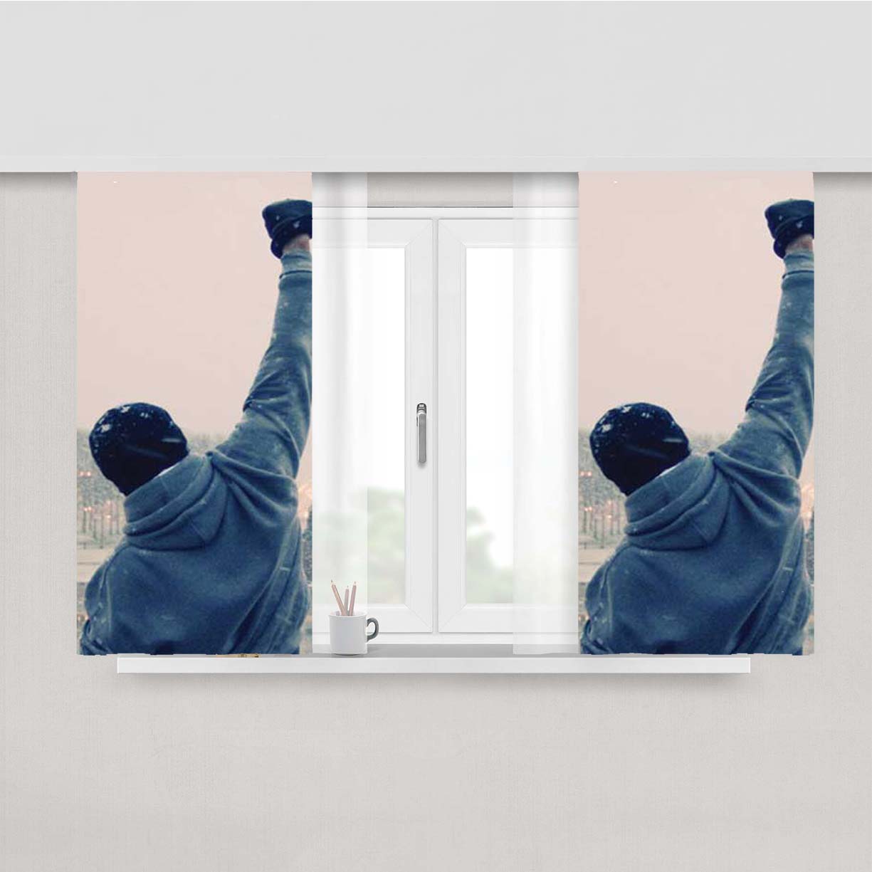 Rocky Balboa Fist Peach Skin Window Curtains