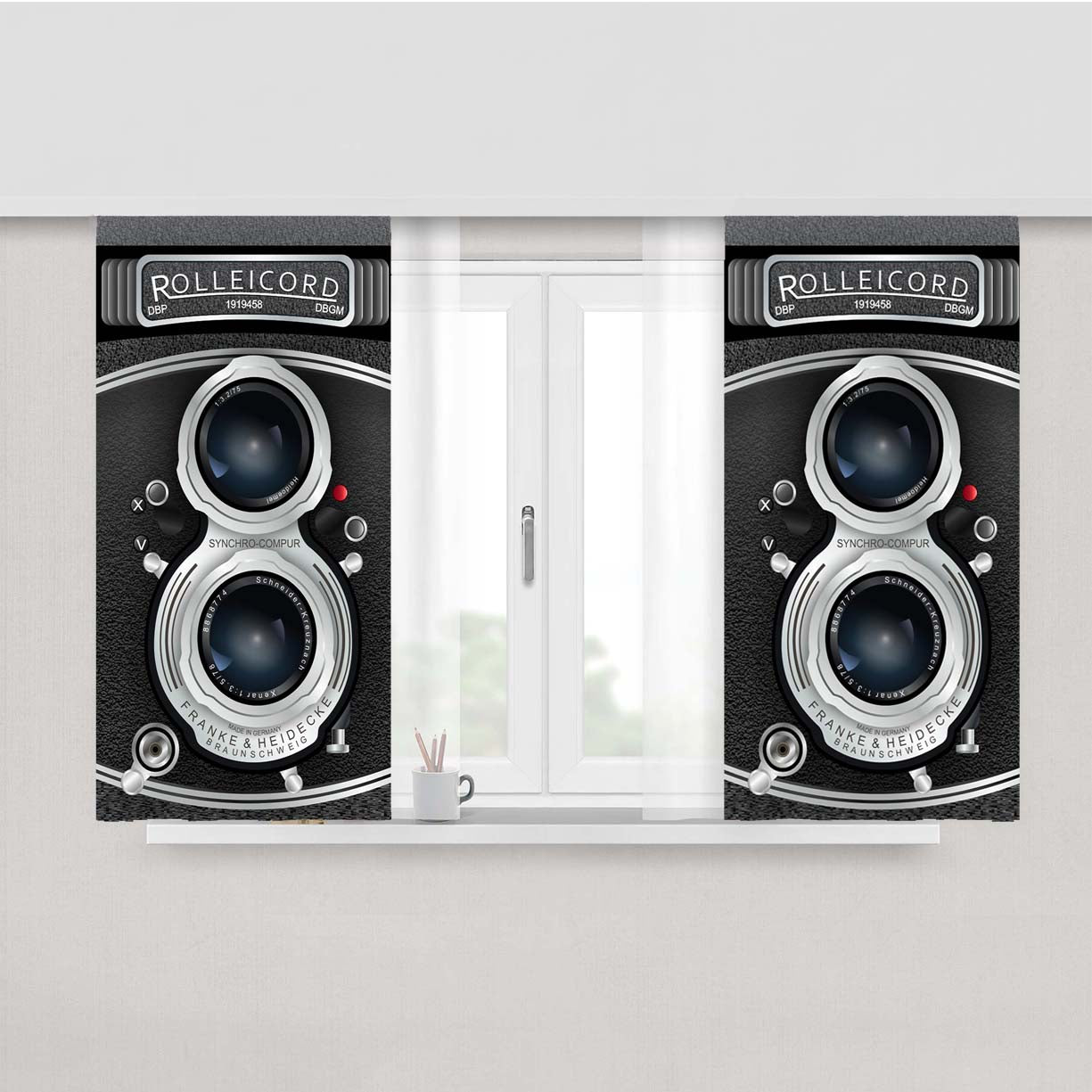 Rolleicord Old Camera Peach Skin Window Curtains