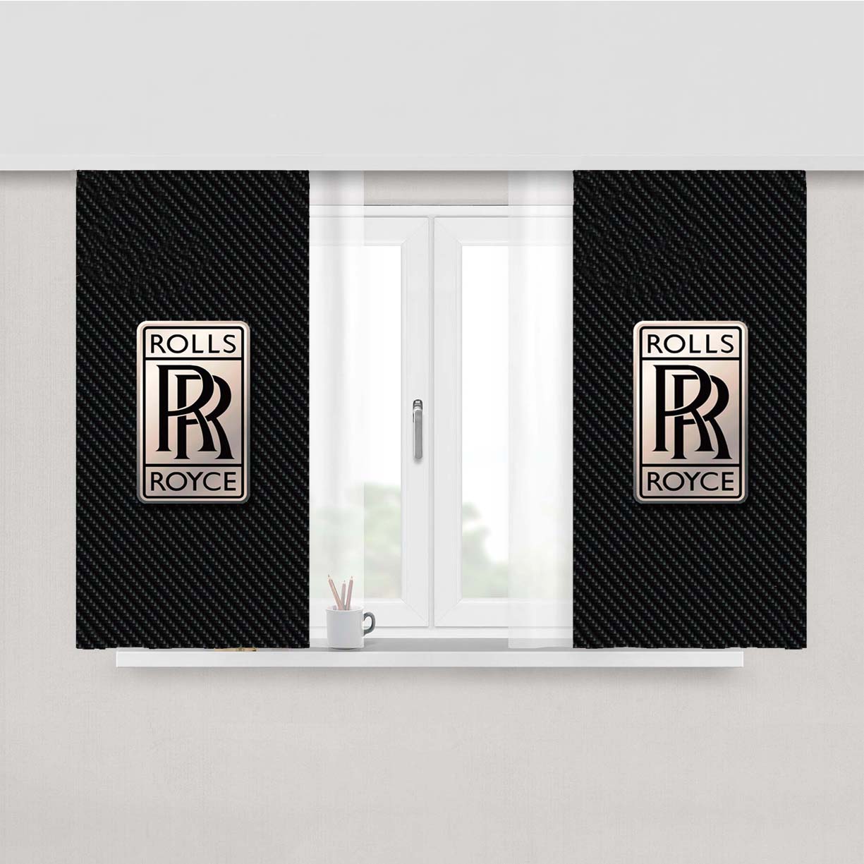 Rolls Royce Car Logo Peach Skin Window Curtains