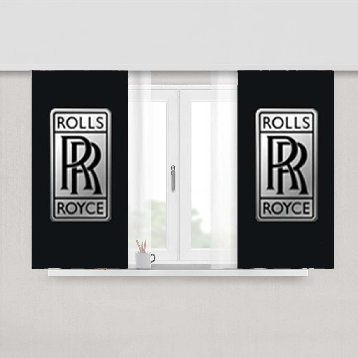 Rolls Royce Logo Peach Skin Window Curtains