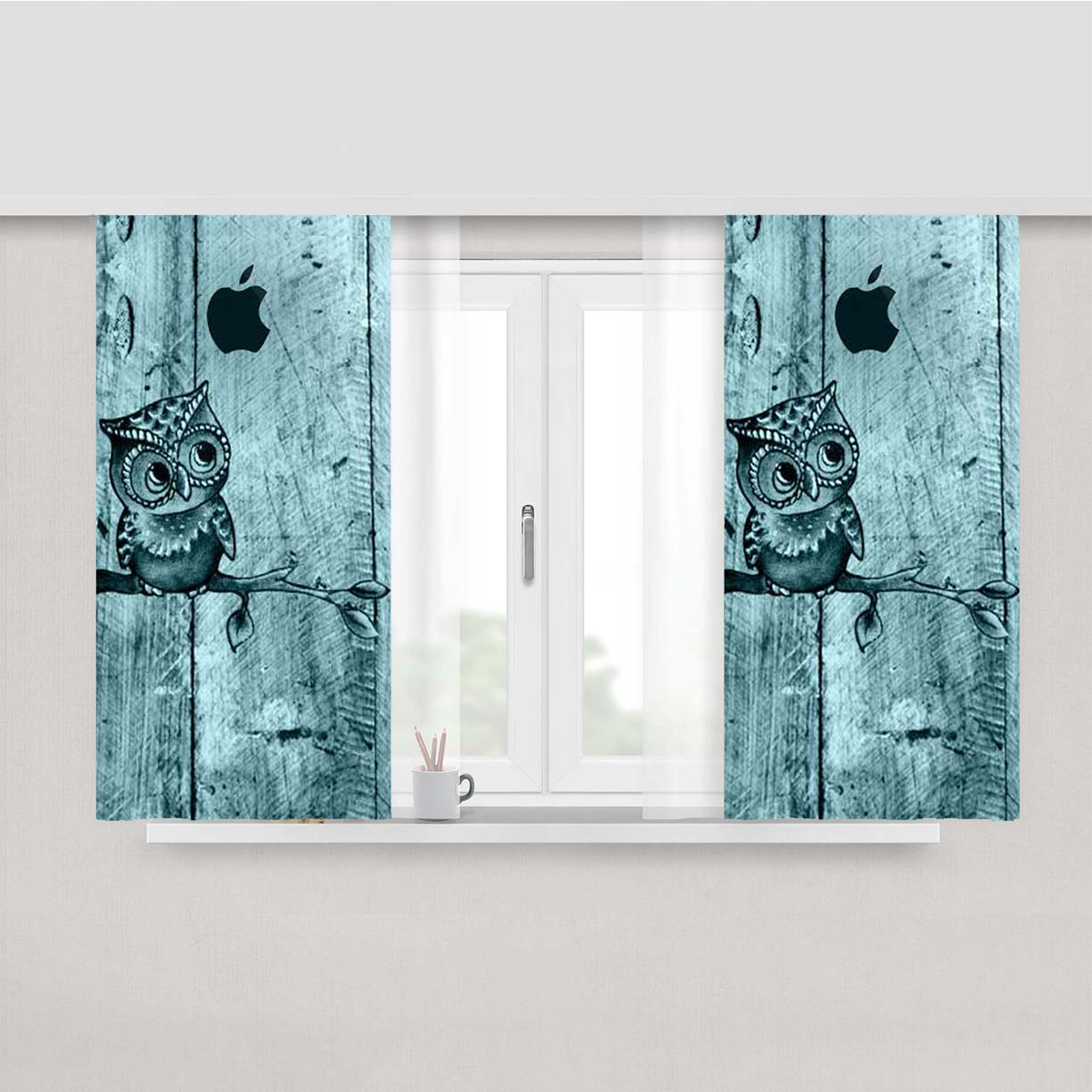 Romantic Owl Peach Skin Window Curtains