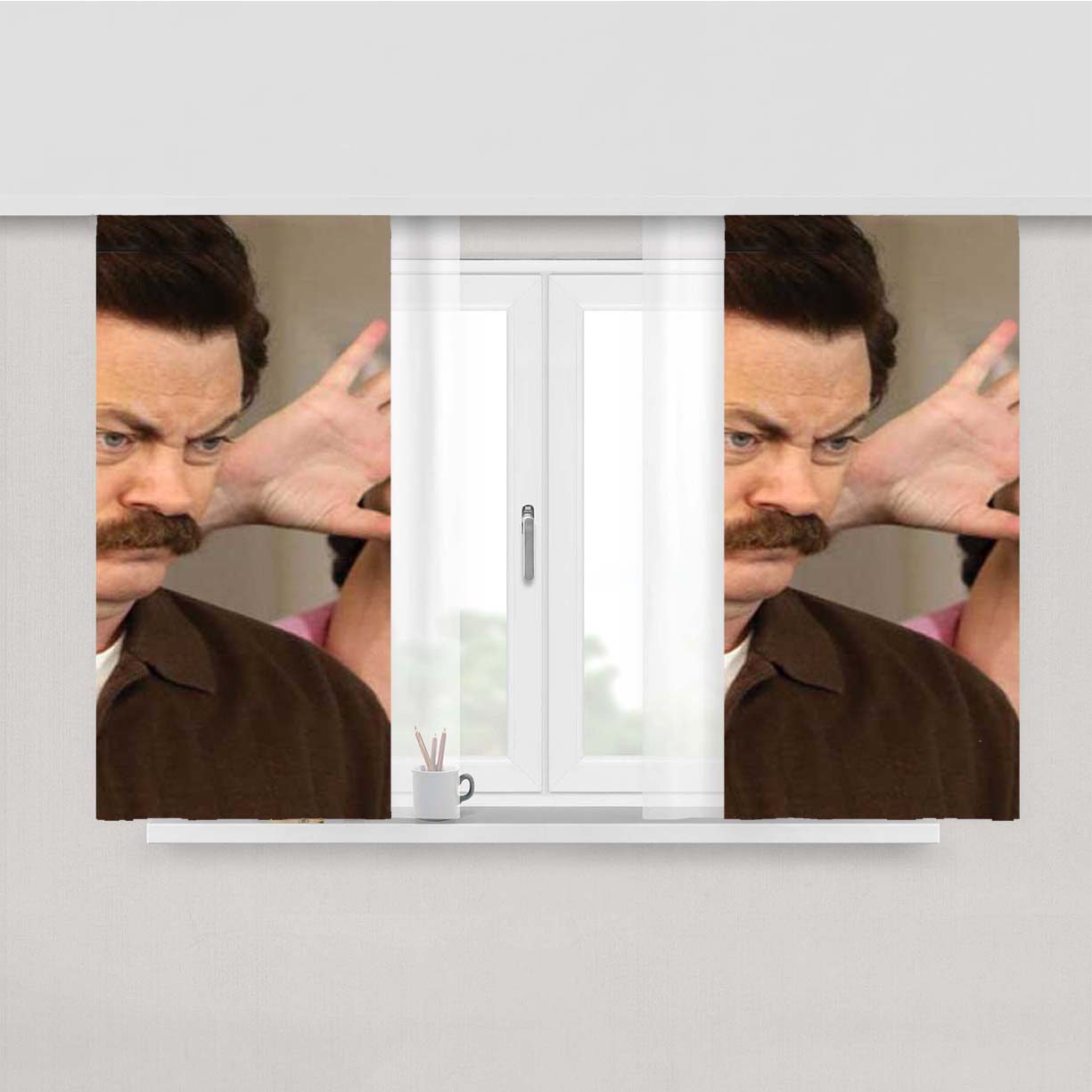 Ron Swanson Mean Look Peach Skin Window Curtains