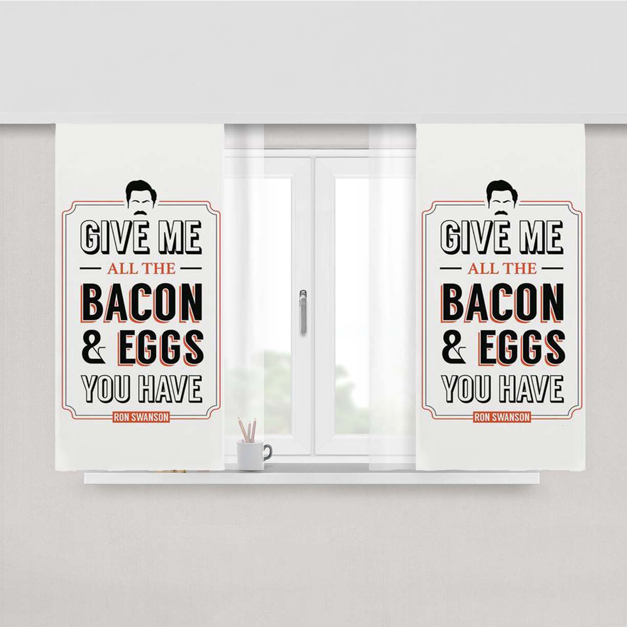Ron Swanson Quote Parks & Recreation Quote Leslie Knope Peach Skin Window Curtains