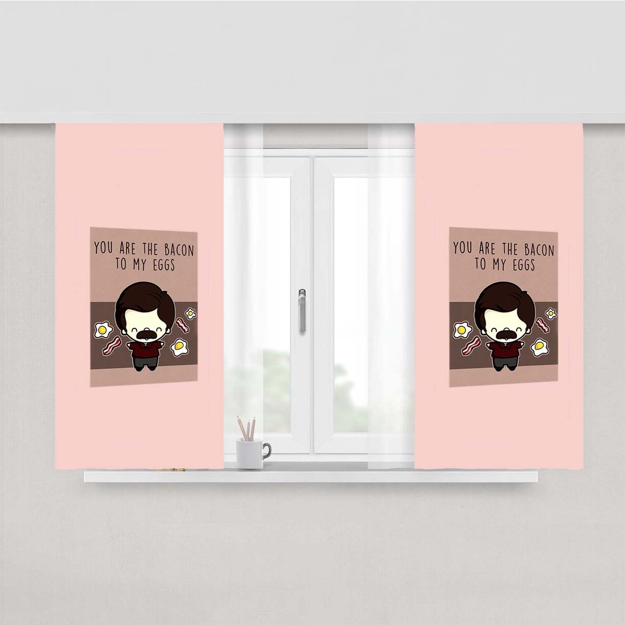 Ron Swanson Valentine'S Day Peach Skin Window Curtains