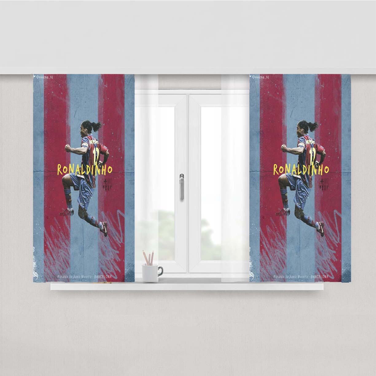 Ronaldhino Barcelona Peach Skin Window Curtains