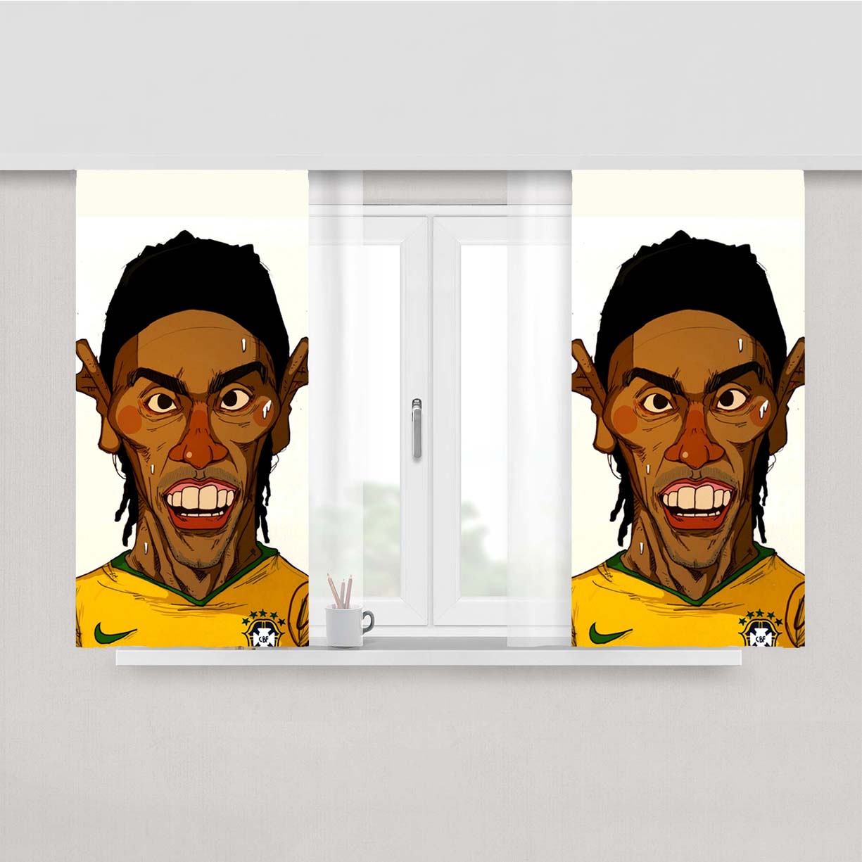 Ronaldhino Brazil Peach Skin Window Curtains