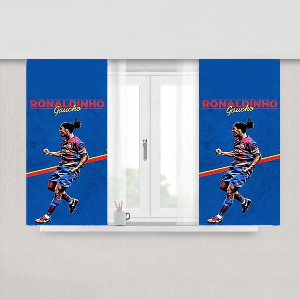 Ronaldinho Fc Barcelona Peach Skin Window Curtains