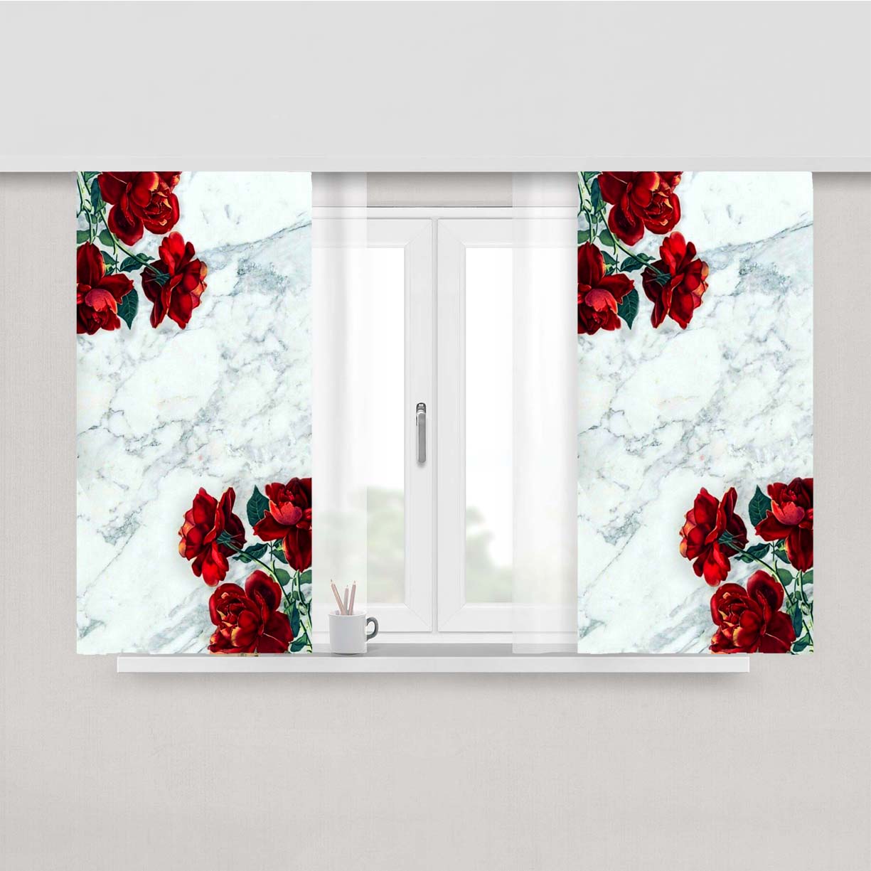 Rose And Marble Peach Skin Window Curtains