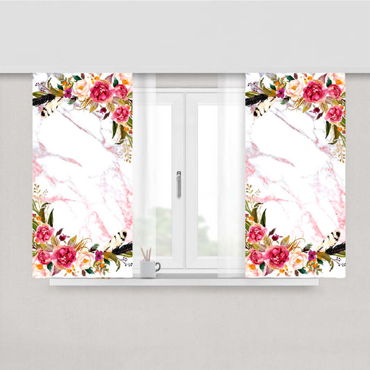 Rose Marble Pink Grey Peach Skin Window Curtains