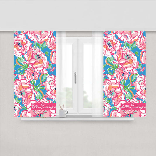 Rose Pattern Lilly Pulitzer Peach Skin Window Curtains