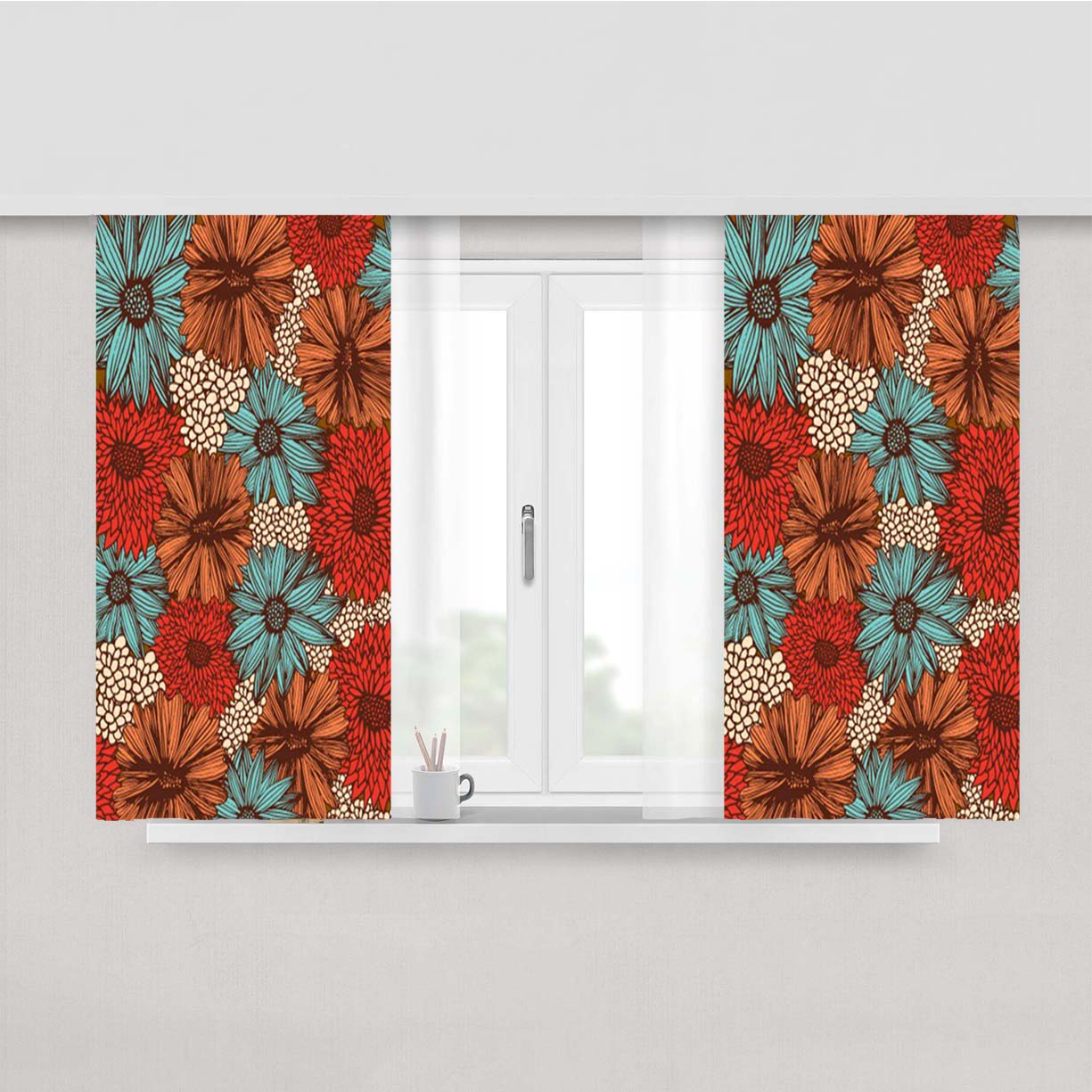 Rose Rainbow Peach Skin Window Curtains