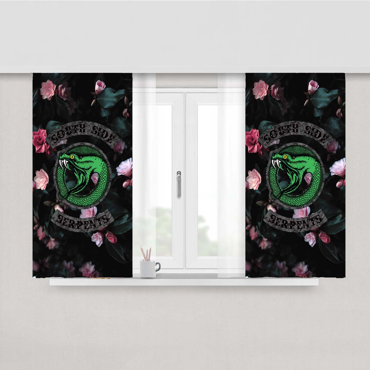 Rose South Side Serpents Wallpaper Peach Skin Window Curtains