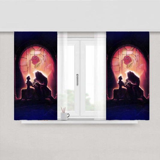 Rose Stained Glasses Beauty And The Beast Peach Skin Window Curtains