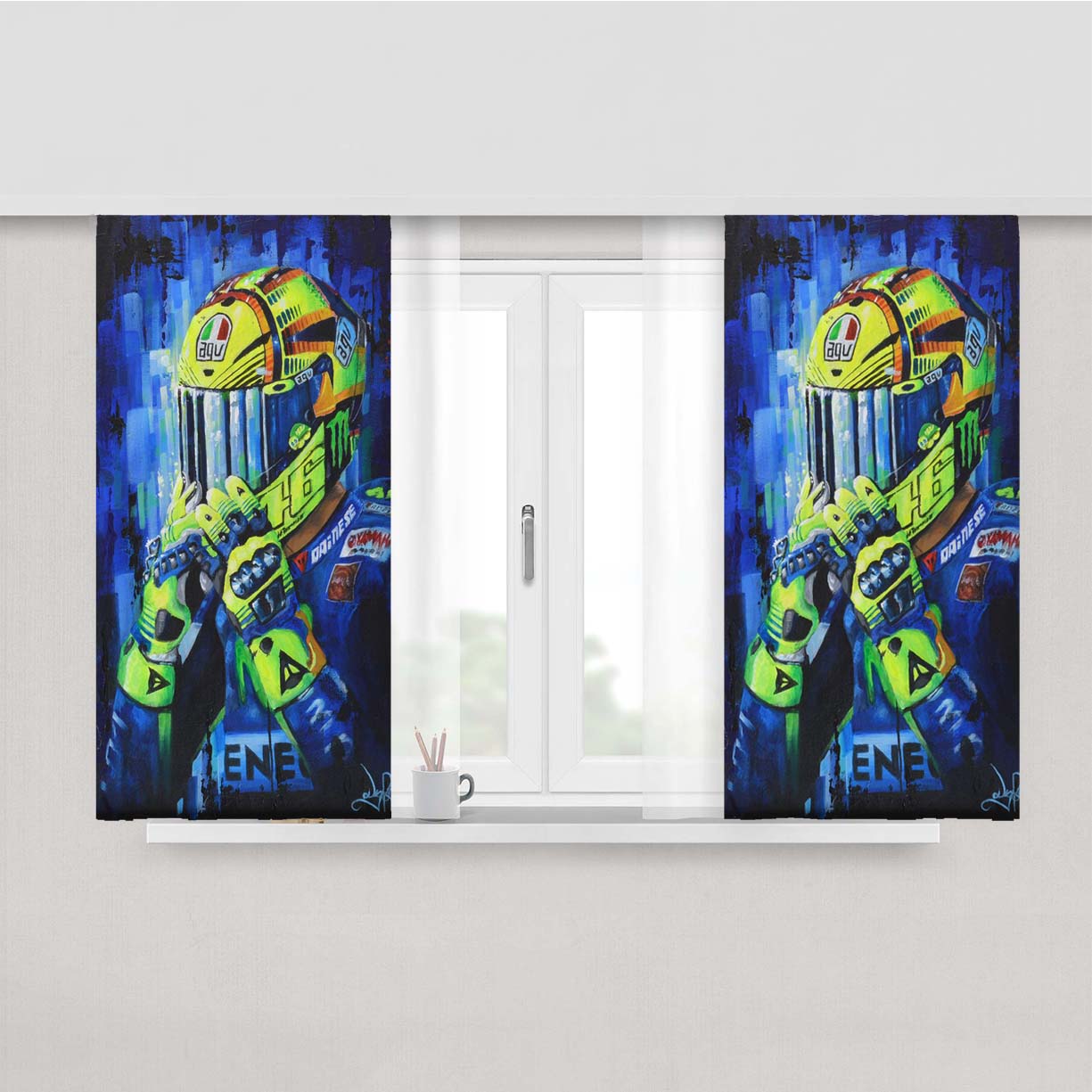 Rossi Painting Peach Skin Window Curtains