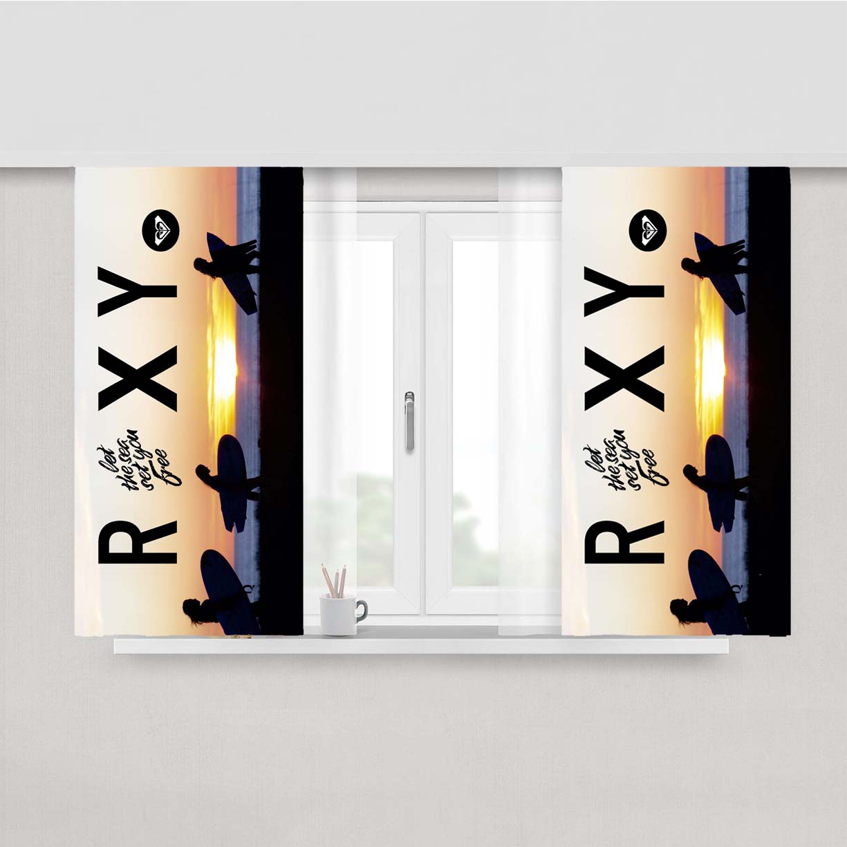 Roxy Let The Sea Set You Free Sunset Peach Skin Window Curtains