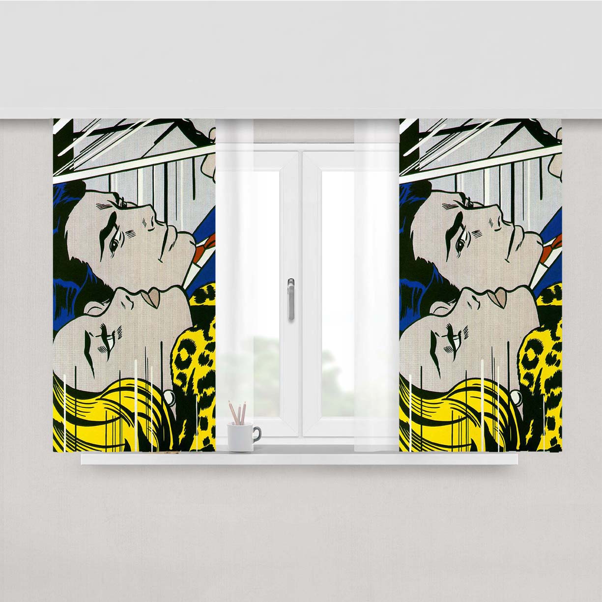 Roy Lichtenstein - Comics Print Peach Skin Window Curtains
