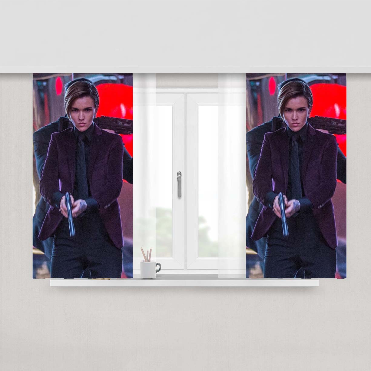 Ruby Rose In John Wick Peach Skin Window Curtains